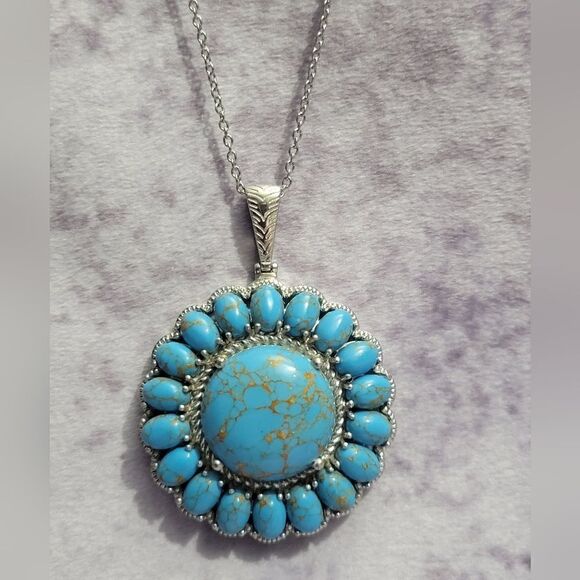 Karis Mojave Turquoise Floral Pendant Necklace - Picture 1 of 10